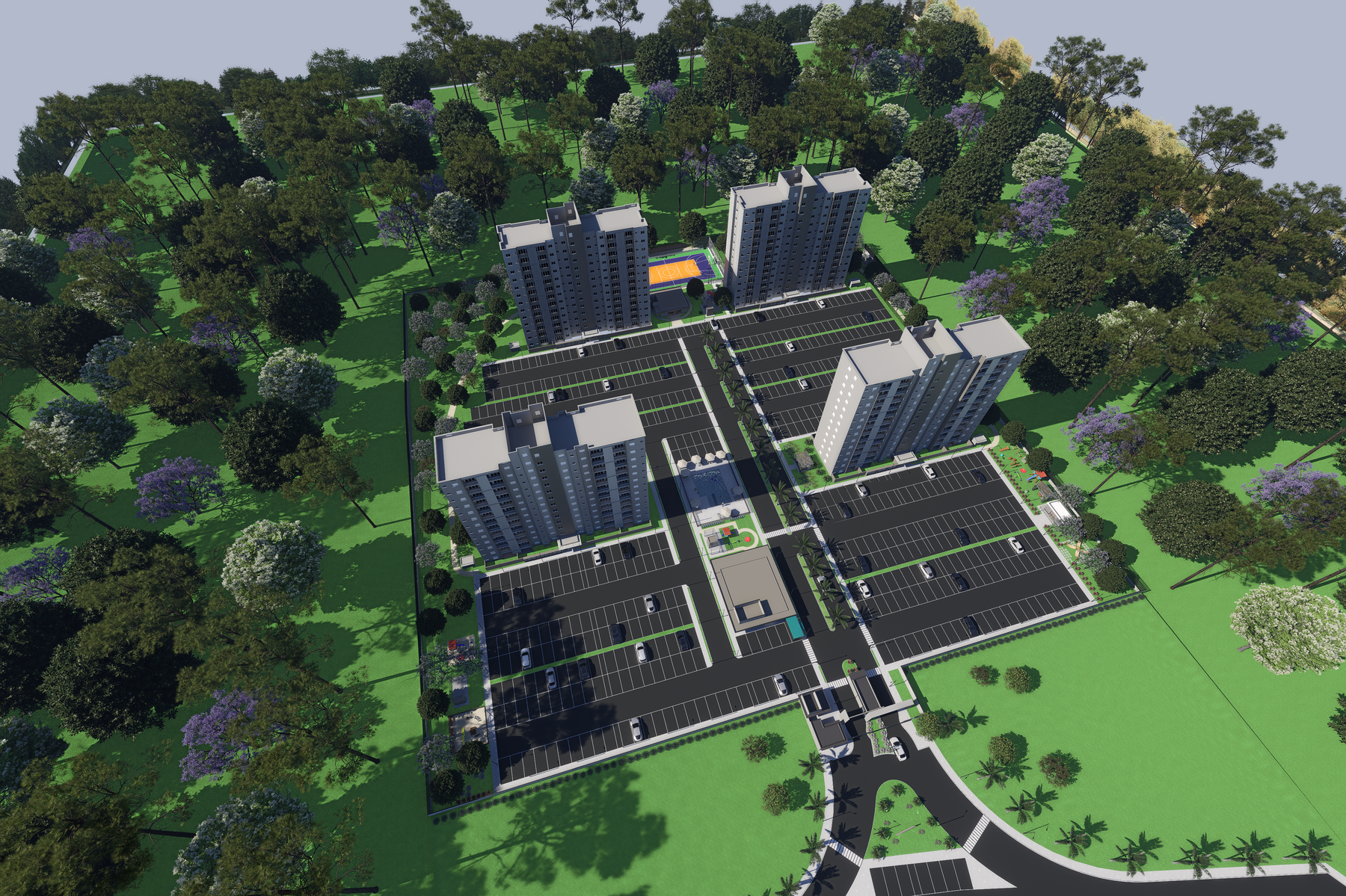 Vista superior do residencial