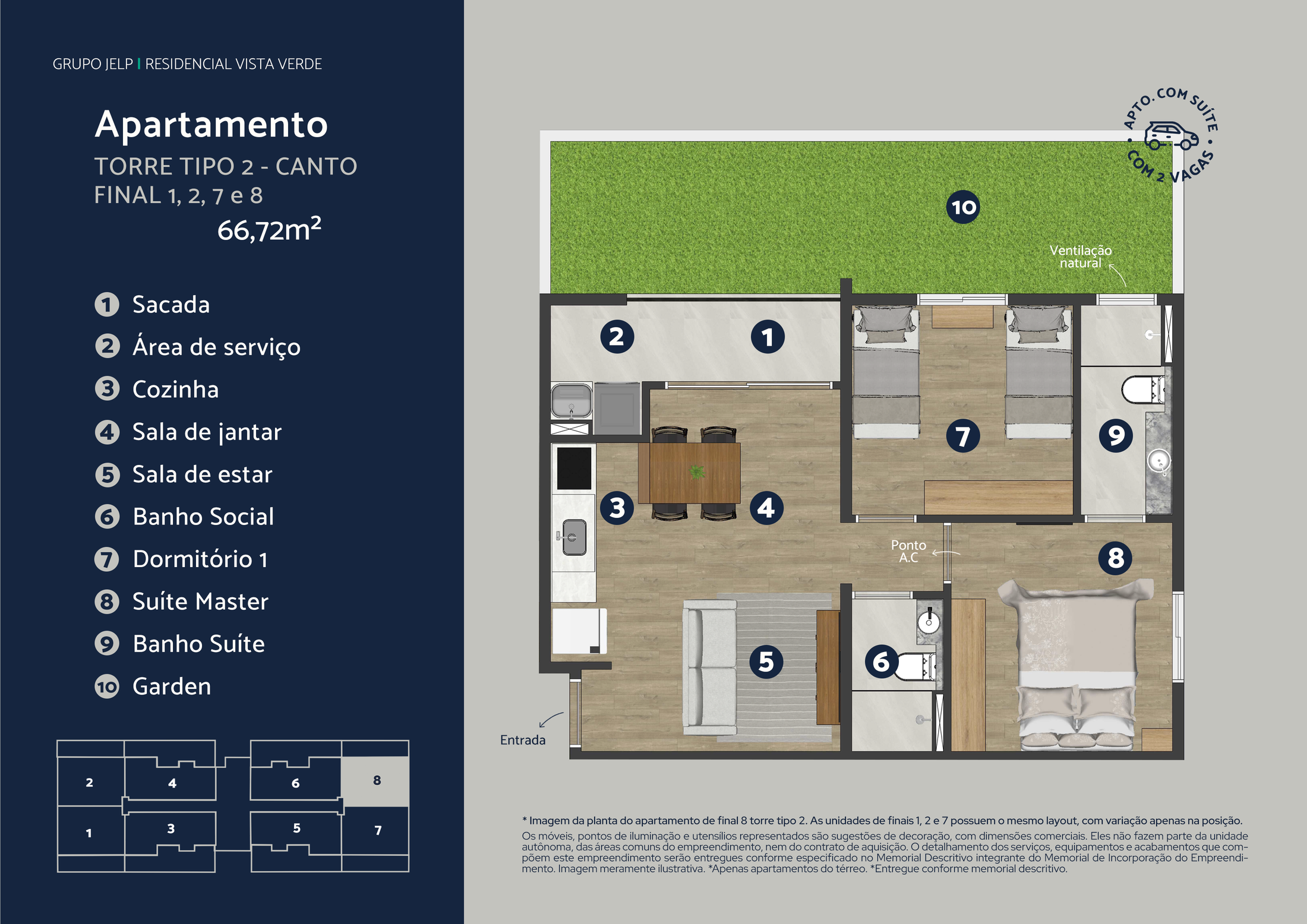 Planta Torre C e D Garden — 66,72 – 81,92 m² — foto 1